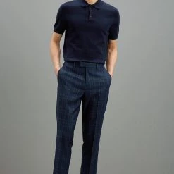 Burton Tapered Fit Navy Heritage Check Suit Trousers