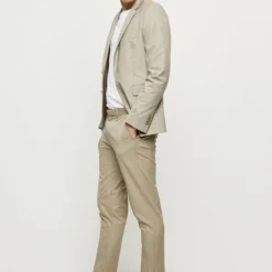 Burton Skinny Fit Neutral Pow Check Suit Jacket