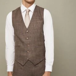 Burton Skinny Fit Neutral Check Waistcoat