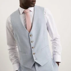 Burton Skinny Fit Pale Blue End On End Waistcoat