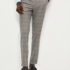 Burton Skinny Fit Grey Blue Pow Check Suit Trousers