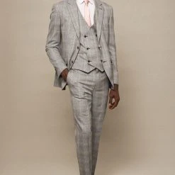 Burton Slim Fit Grey Highlight Check Suit Jacket