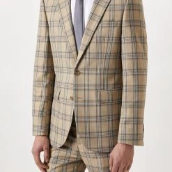 Burton Slim Fit Neutral Highlight Check Suit Jacket
