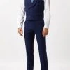 Burton Harry Brown Slim Fit Navy Tweed Suit Waistcoat
