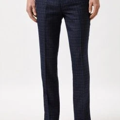 Burton Slim Fit Blue Check Suit Trousers