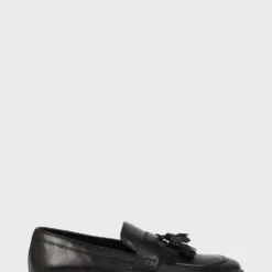 Burton Black Smart Leather Tassel Slip On Loafers