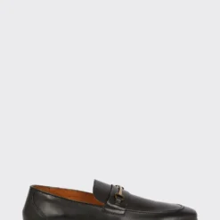 Burton Leather Gold Buckle Slip On Loafers