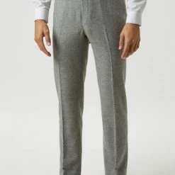 Burton Slim Fit Light Grey Crosshatch Tweed Suit Trousers