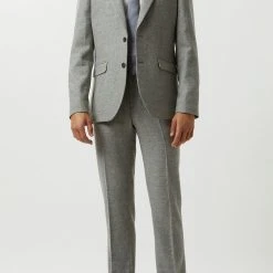 Burton Slim Fit Light Grey Crosshatch Tweed Suit Jacket