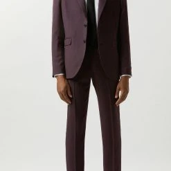 Burton Skinny Fit Burgundy Micro Texture Suit Jacket