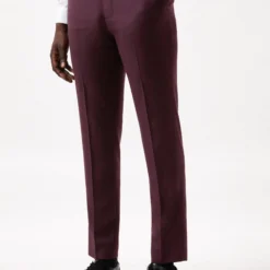Burton Slim Fit Burgundy Micro Texture Suit Trousers