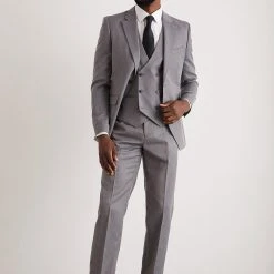 Burton Tailored Grey Mini Herringbone Suit Trousers