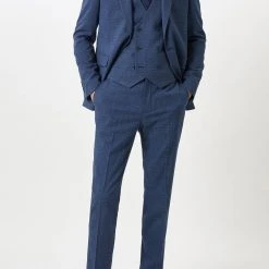Burton Slim Fit Blue Semi Plain Suit Trousers