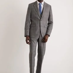 Burton Slim Grey Blue Highlight Check Suit Trousers