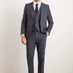 Burton Slim Fit Navy Overcheck Suit Trousers