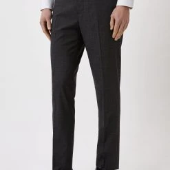 Burton Slim Fit Charcoal Semi Plain Suit Trousers