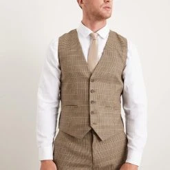 Burton Neutral Puppytooth Waistcoat