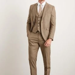 Burton Slim Fit Neutral Puppy Tooth Suit Trousers