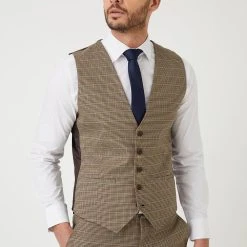 Burton Neutral Puppytooth Waistcoat