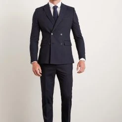 Burton Skinny Fit Db Navy Fine Stripe Suit Jacket