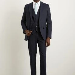 Burton Slim Fit Navy Fine Stripe Suit Jacket