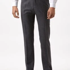 Burton Slim Grey Wool Dogtooth Suit Trousers