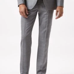 Burton Slim Fit Grey Check British Wool Suit Trousers