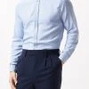 Burton Blue Tailored Fit Long Sleeve Puppytooth Cutaway Collar Shirt