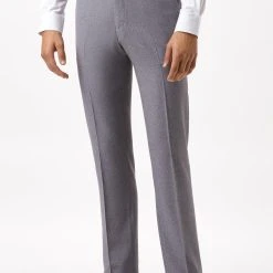 Burton Slim Fit Grey Textured Suit Trousers