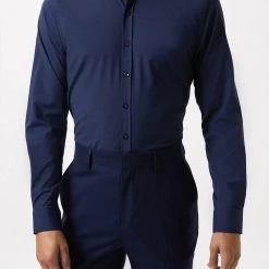 Burton Navy Slim Fit Performance Formal Shirt