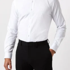 Burton Slim Fit White Collar Bar Dress Shirt