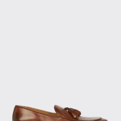 Burton Chocolate Leather Smart Tassel Loafers