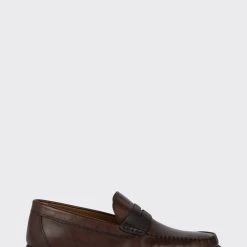 Burton Leather Smart Textured Tan Penny Loafers