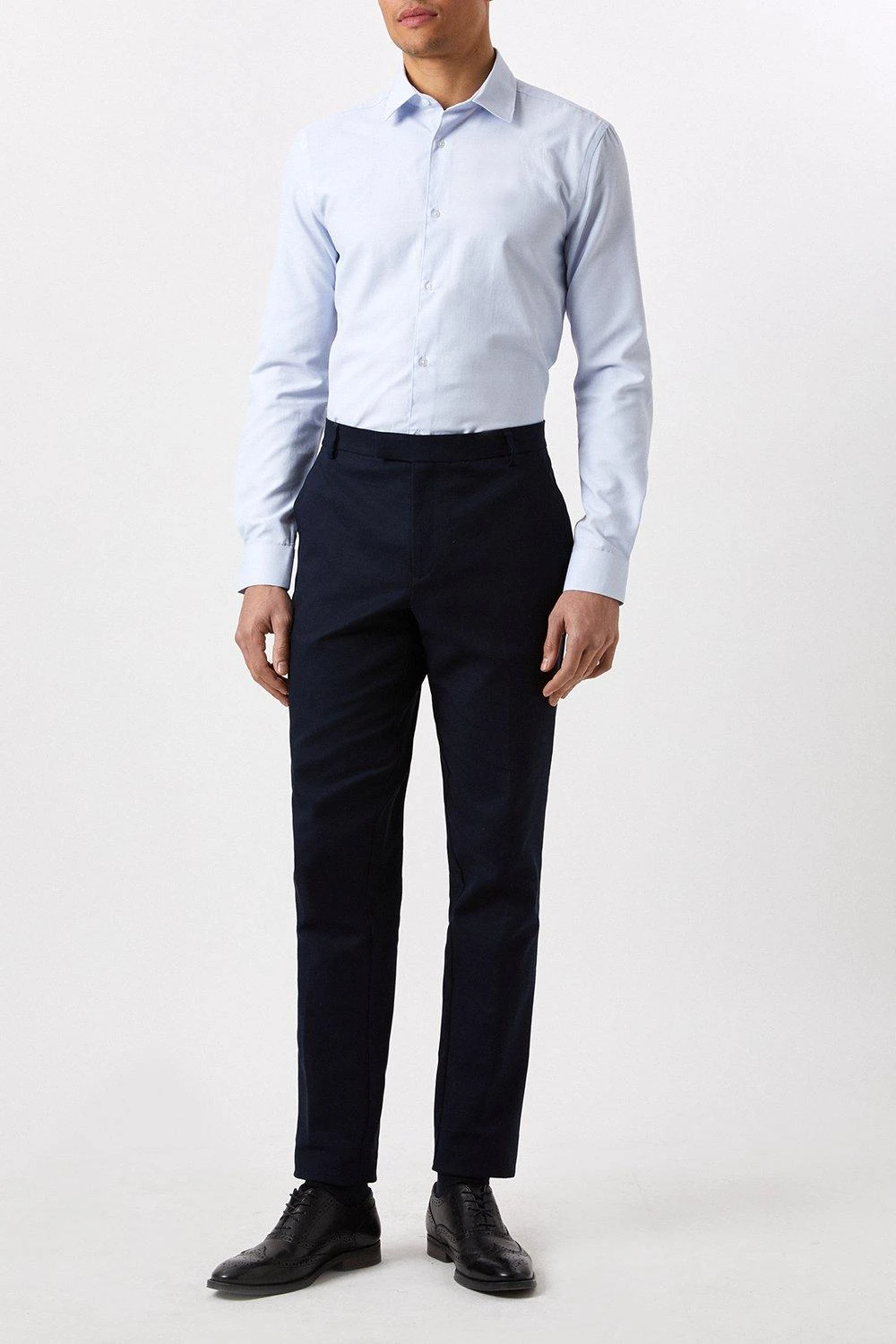 Burton Blue Slim Fit Two Tone Textured Smart Shirt - Image 2