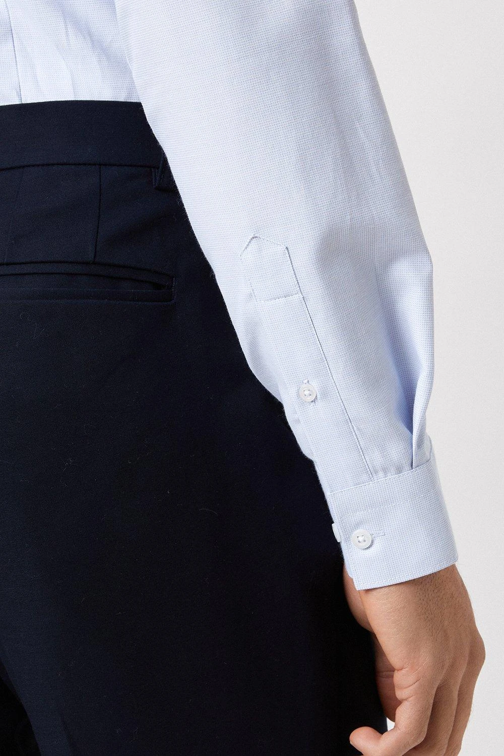 Burton Blue Slim Fit Two Tone Textured Smart Shirt - Image 4