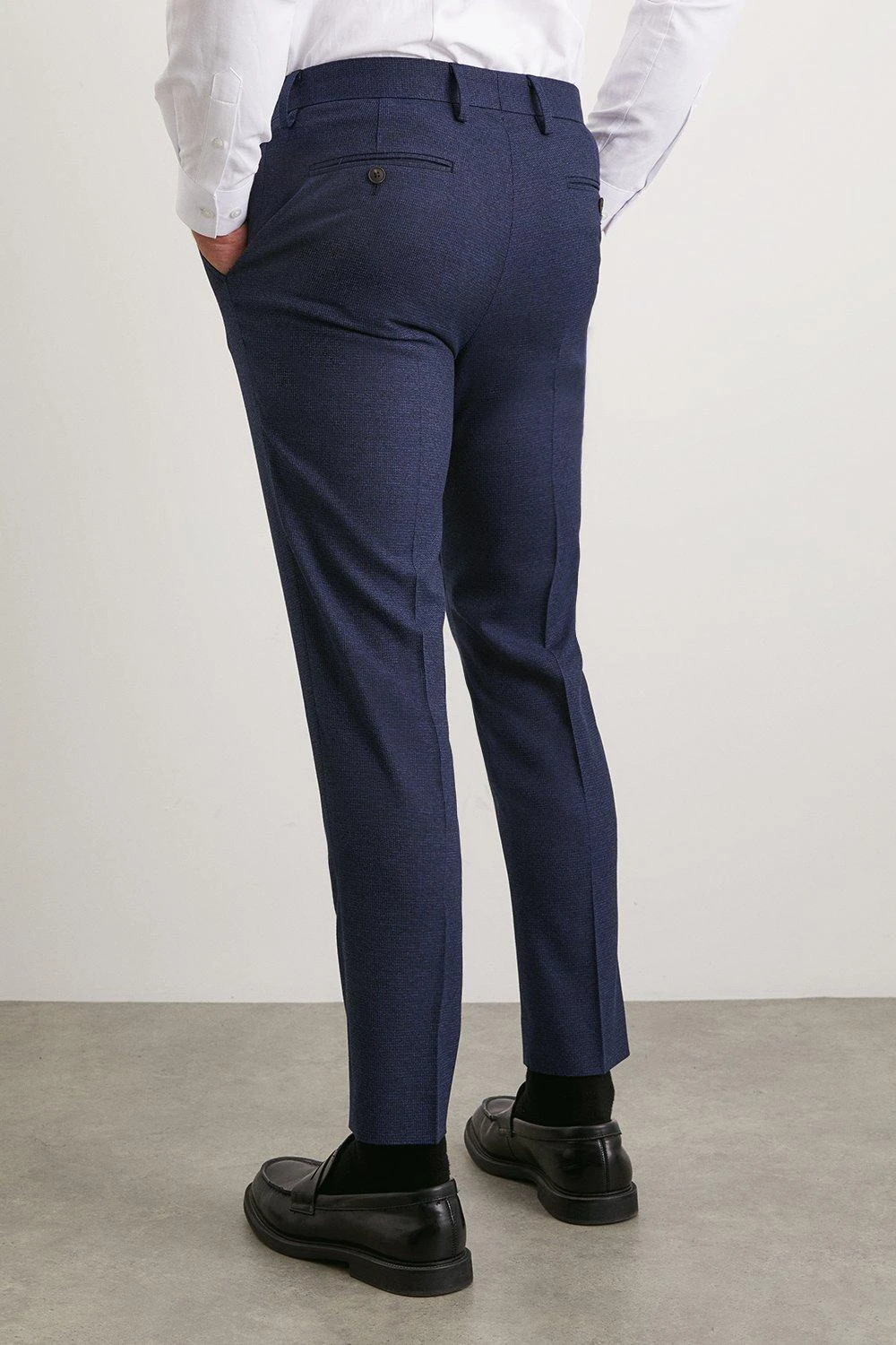 Burton Skinny Fit Navy Marl Suit Trousers - Image 3