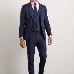 Burton Skinny Fit Navy Marl Suit Jacket