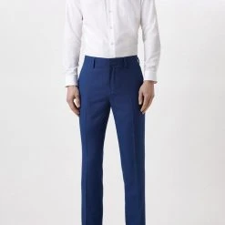 Burton Plus And Tall Slim Fit Blue Birdseye Suit Trousers