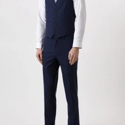 Burton Plus And Tall Tailored Fit Navy Marl Suit Waistcoat