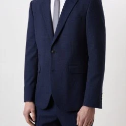 Burton Plus And Tall Tailored Fit Navy Marl Suit Jacket