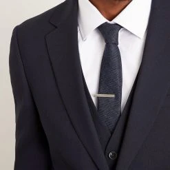 Burton Regular Navy Marl Texture Tie And Tie Clip