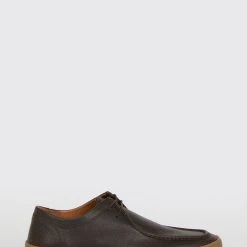 Burton Leather Dark Brown Casual Apron Front Derby Shoes