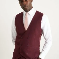 Burton Slim Fit Burgundy Waistcoat