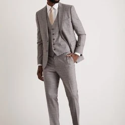 Burton Skinny Fit Grey Fine Check Suit Trousers