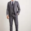 Burton Slim Fit Navy Textured Pow Check Suit Jacket