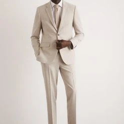 Burton Skinny Fit Neutral Semi Plain Suit Trousers