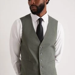 Burton Slim Fit Khaki Fine Waistcoat