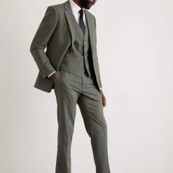 Burton Slim Fit Khaki Fine Twill Suit Trouser