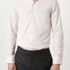 Burton Pink Skinny Fit Long Sleeve Easy Iron Shirt