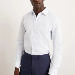 Burton Blue Skinny Fit Long Sleeve Easy Iron Shirt